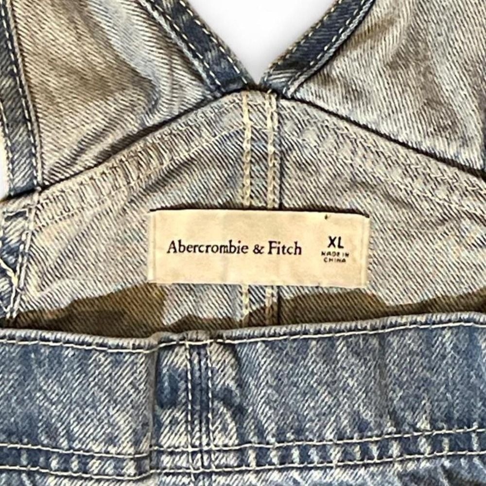Abercrombie & Fitch Denim Overalls Women's XL Blue Light Wash Relaxed 90s Style - Picture 4 of 8